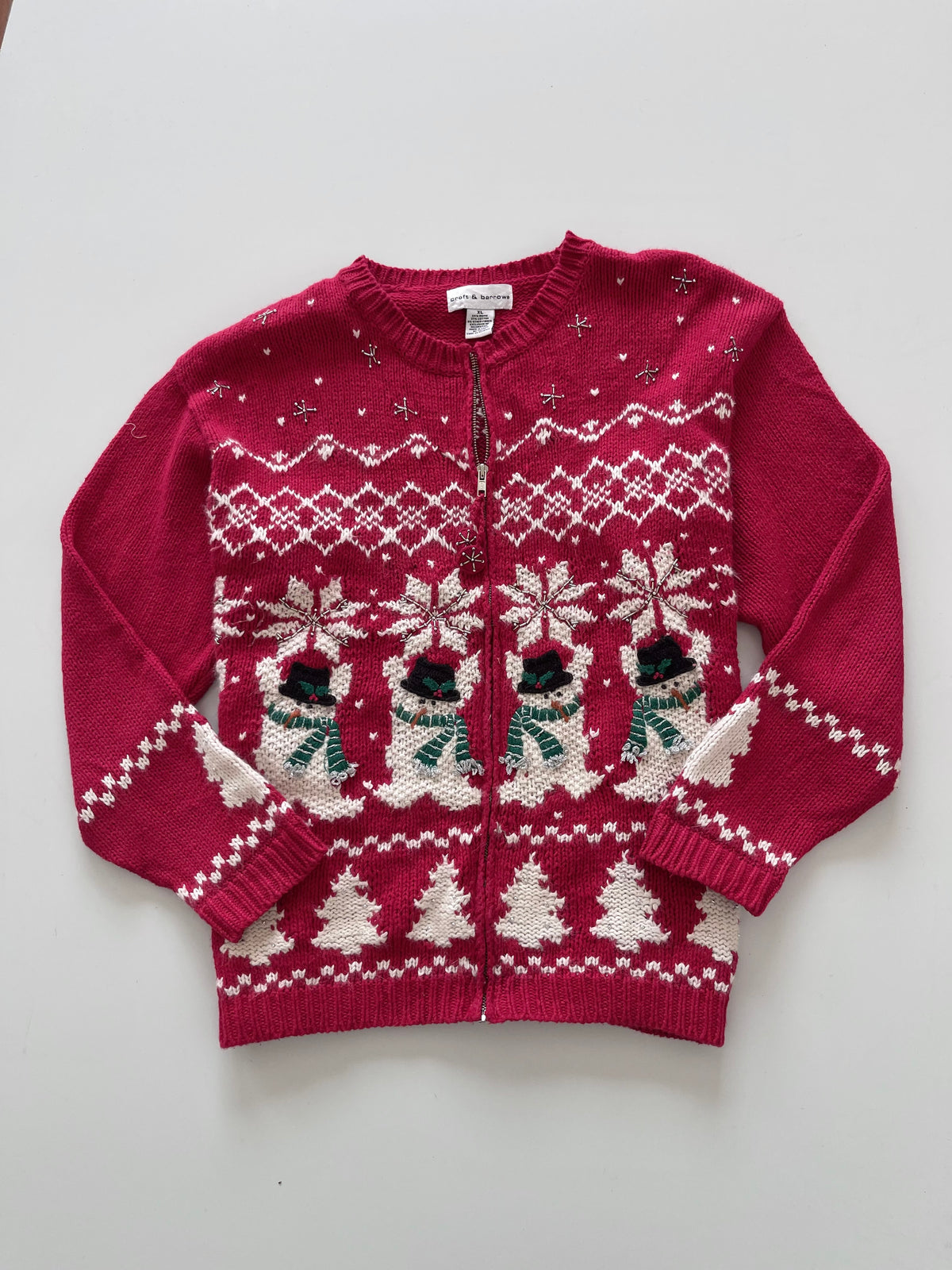 Croft&barrow Embroidered Christmas Zipper Sweater-Bust 48