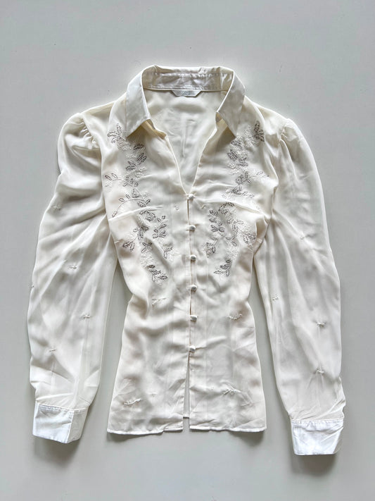 Marks & Spencer Sheer Embroidered Shirt-Bust 42