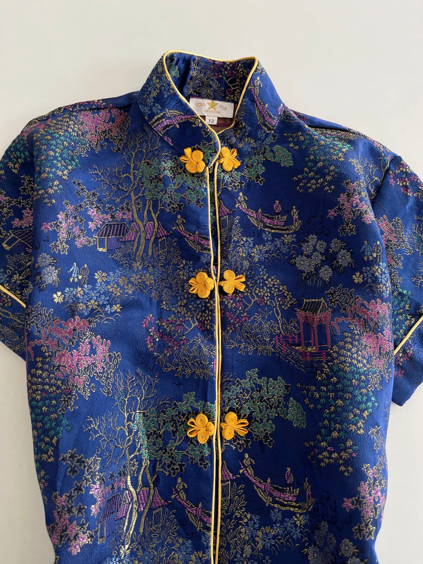 Star Silk Jacquard Vintage Cheongsam Top-Bust 34