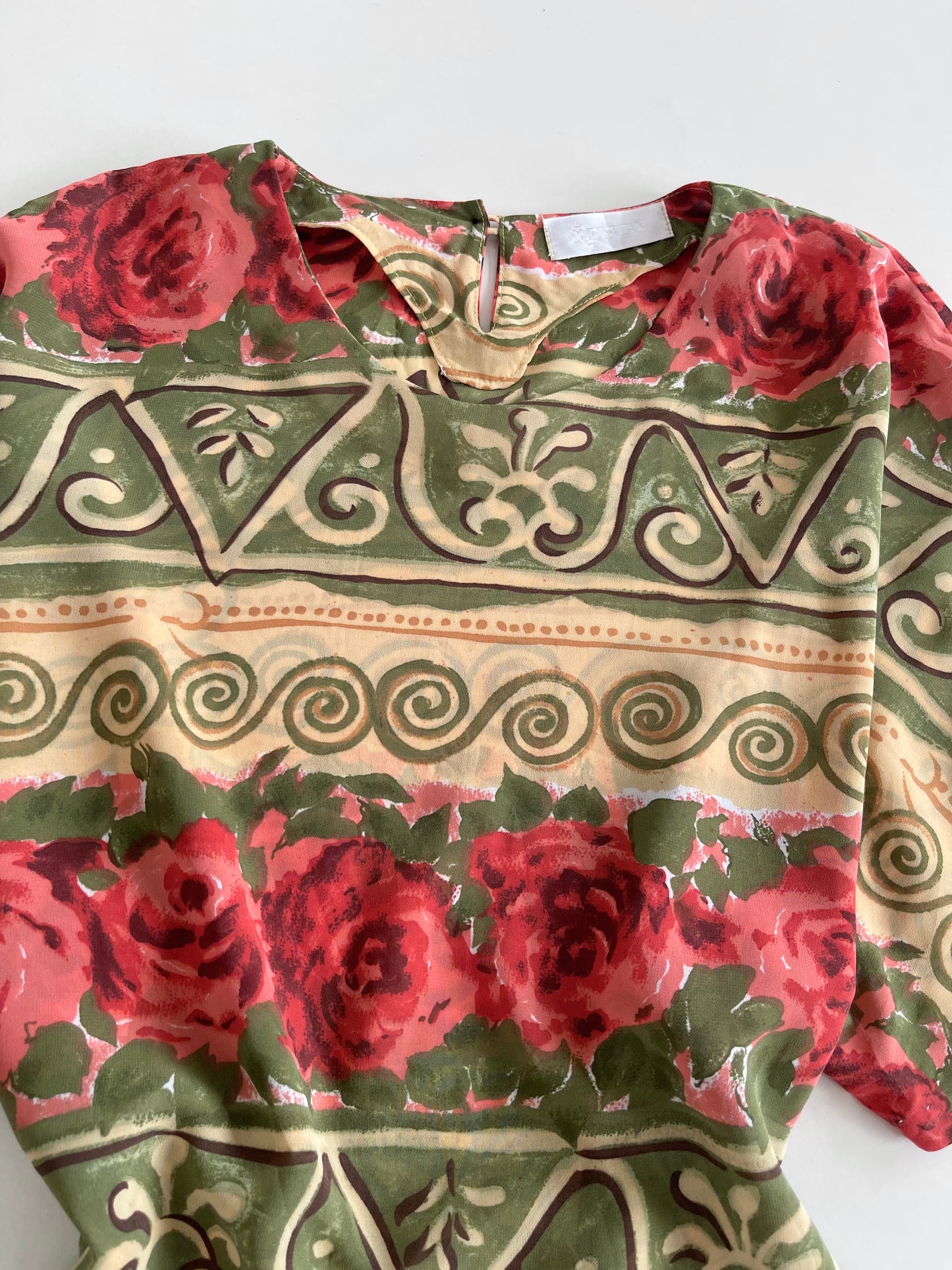 Floral Sheer Vintage Top-Bust 50 to 52