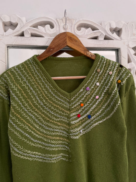 Embroidered Sweater-Bust 40