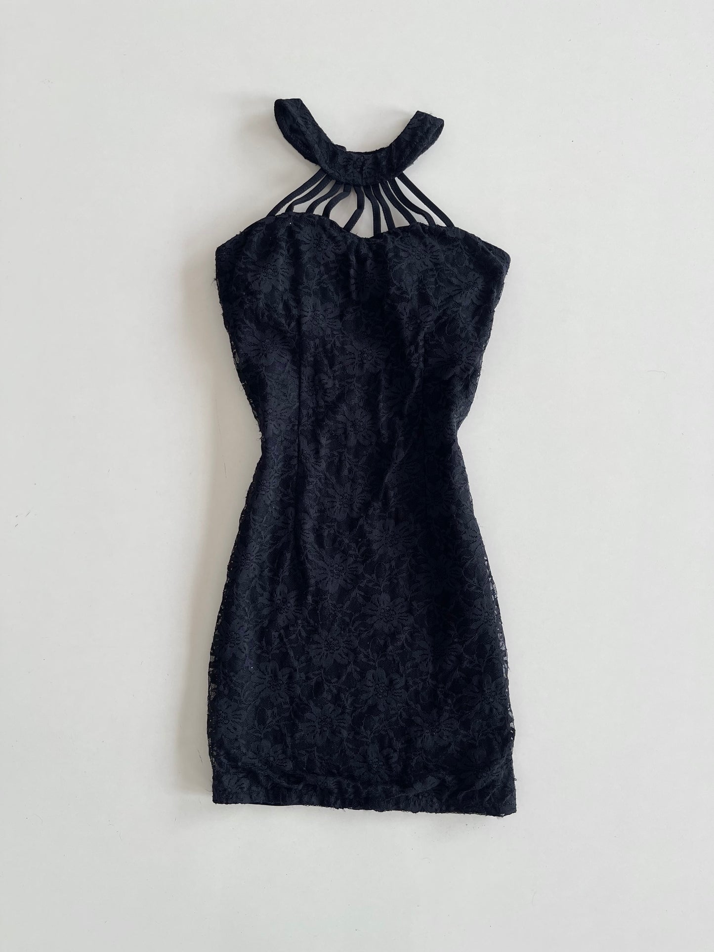 Gothic Black Vintage Halter Dress-Bust 28 to 30