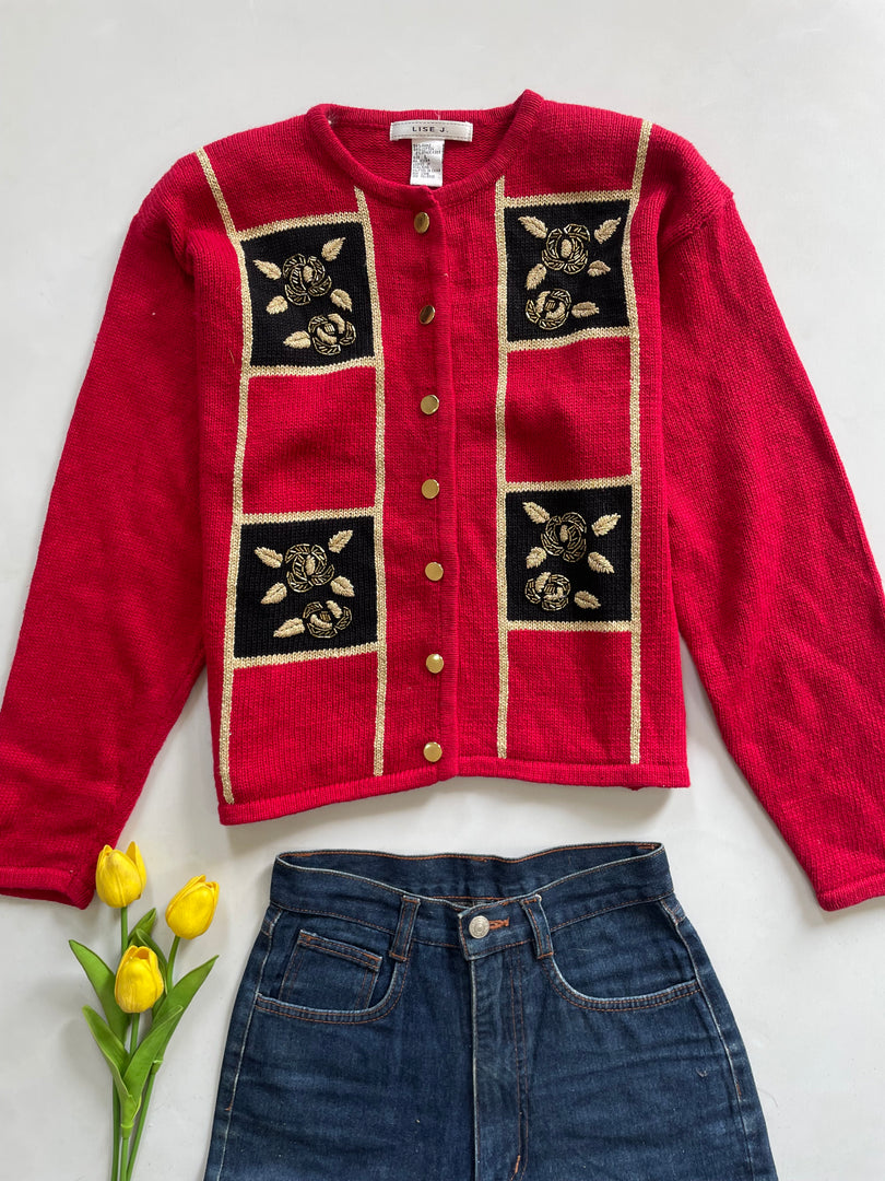 Lise J Vintage Embroidered Sweater-Bust 42