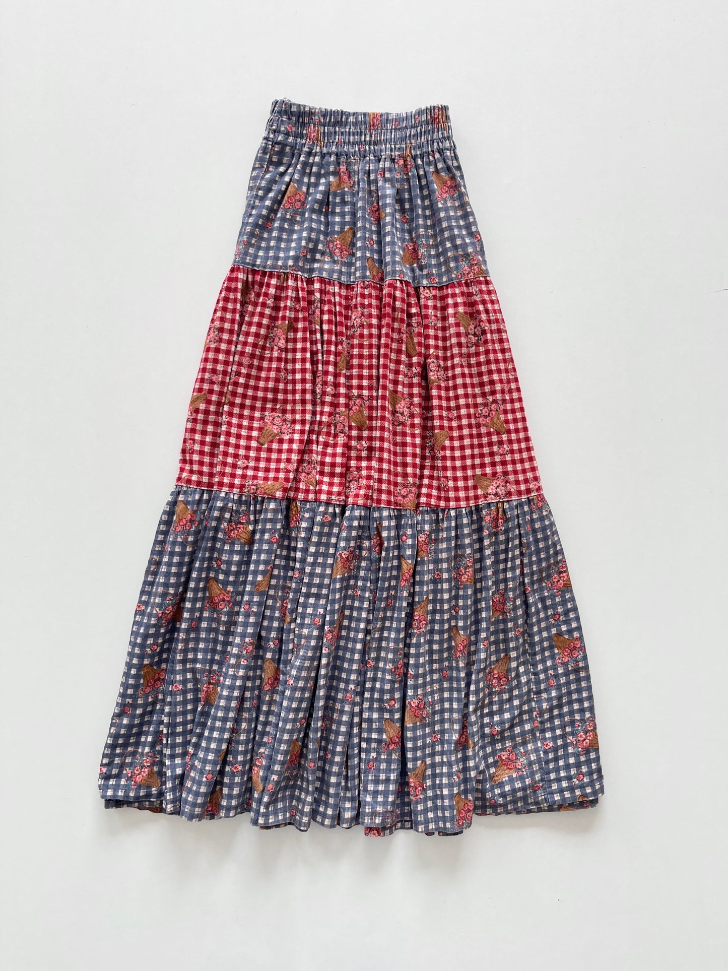 Gingham Vintage Corduroy Skirt-Waist 26 to 32