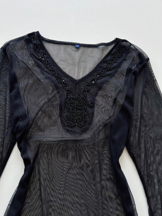 Vintage Sheer Embroidered Top-Bust 36 to 38