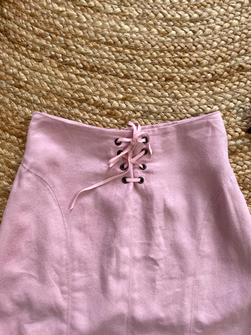 CHANTAL ROSNER PINK SUEDE SKIRT - WAIST 24