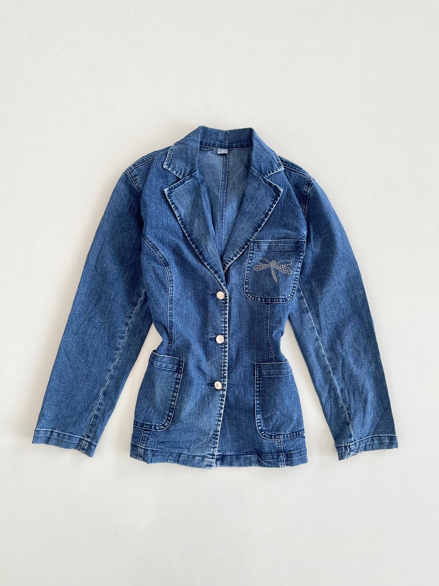 Dragonfly Embroidered Denim Jacket-Bust 38