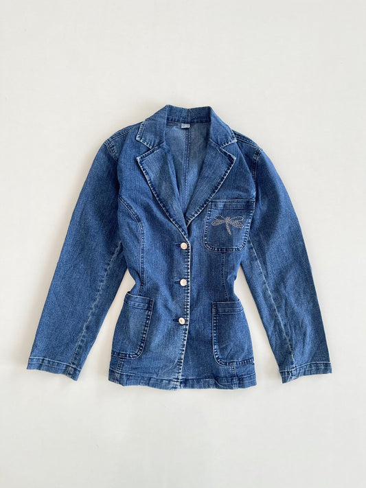 Dragonfly Embroidered Denim Jacket-Bust 38