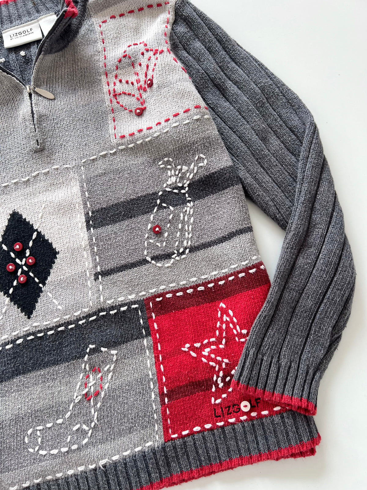 Lizgolf Embroidered Christmas Sweater-Bust 44