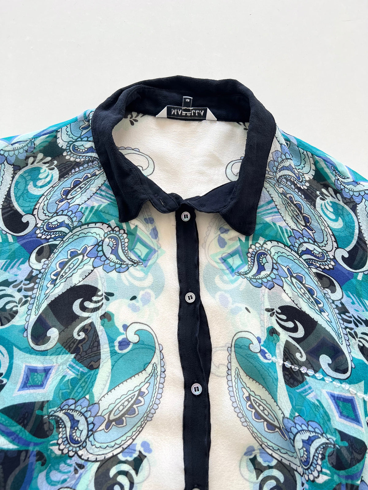 Vintage Paisley 100% Silk Sheer Top-Bust 42
