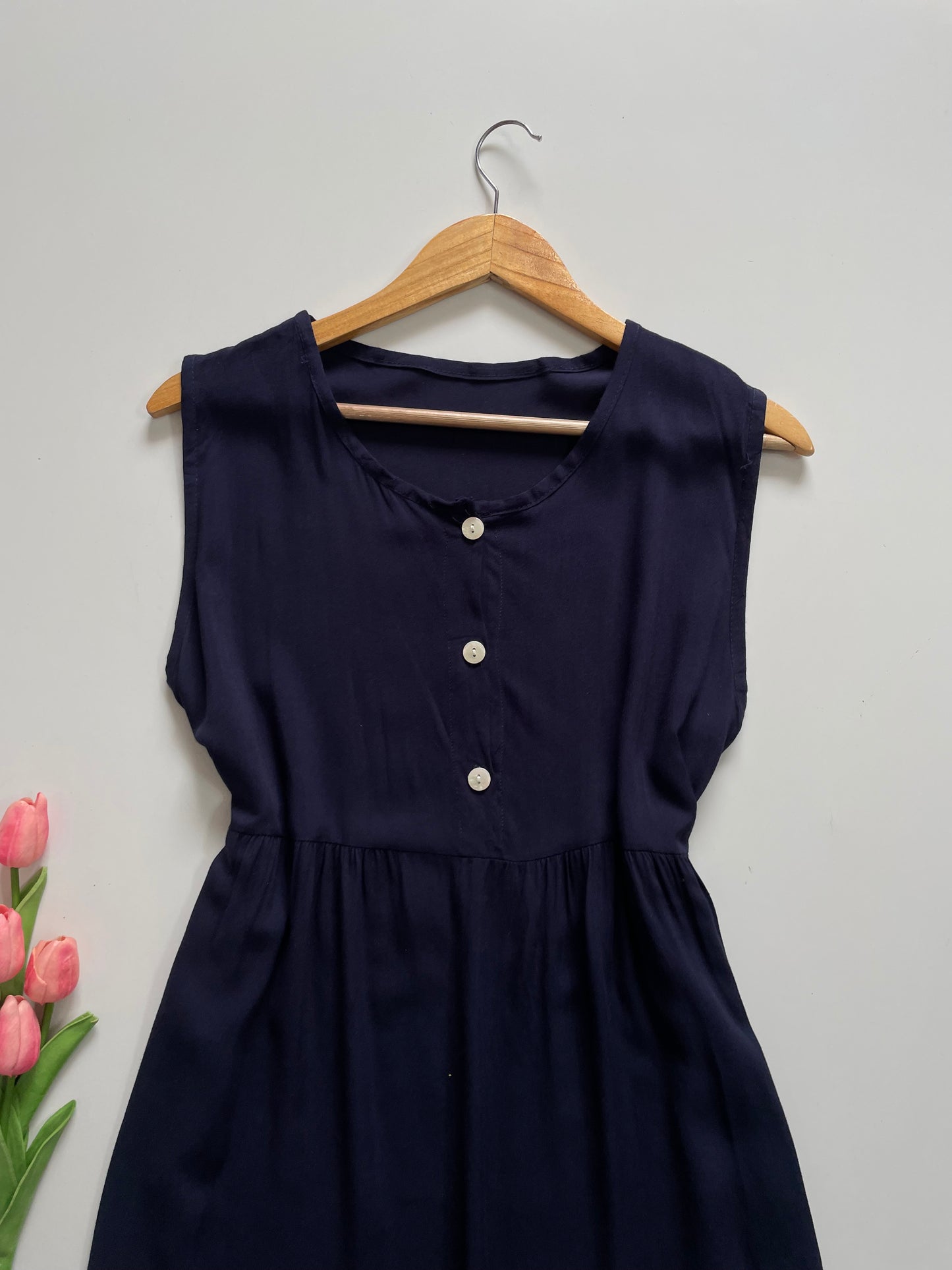 RAYON COTTON MIDNIGHT BLUE DRESS - BUST 38