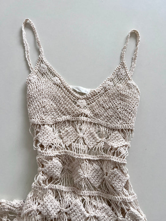 Flamant Rose Crochet Sheer Dress-Bust 36