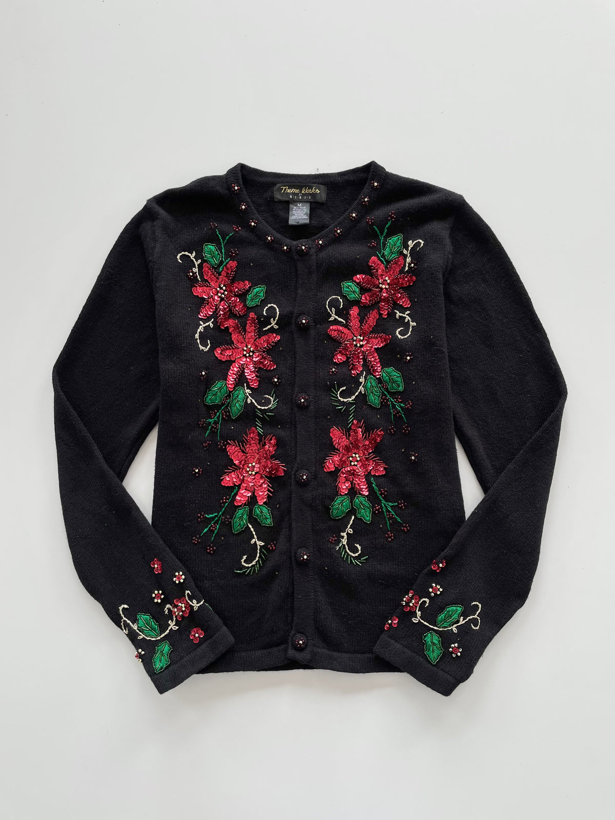 Theme Works Embroidered Sweater Cardigan-Bust 42