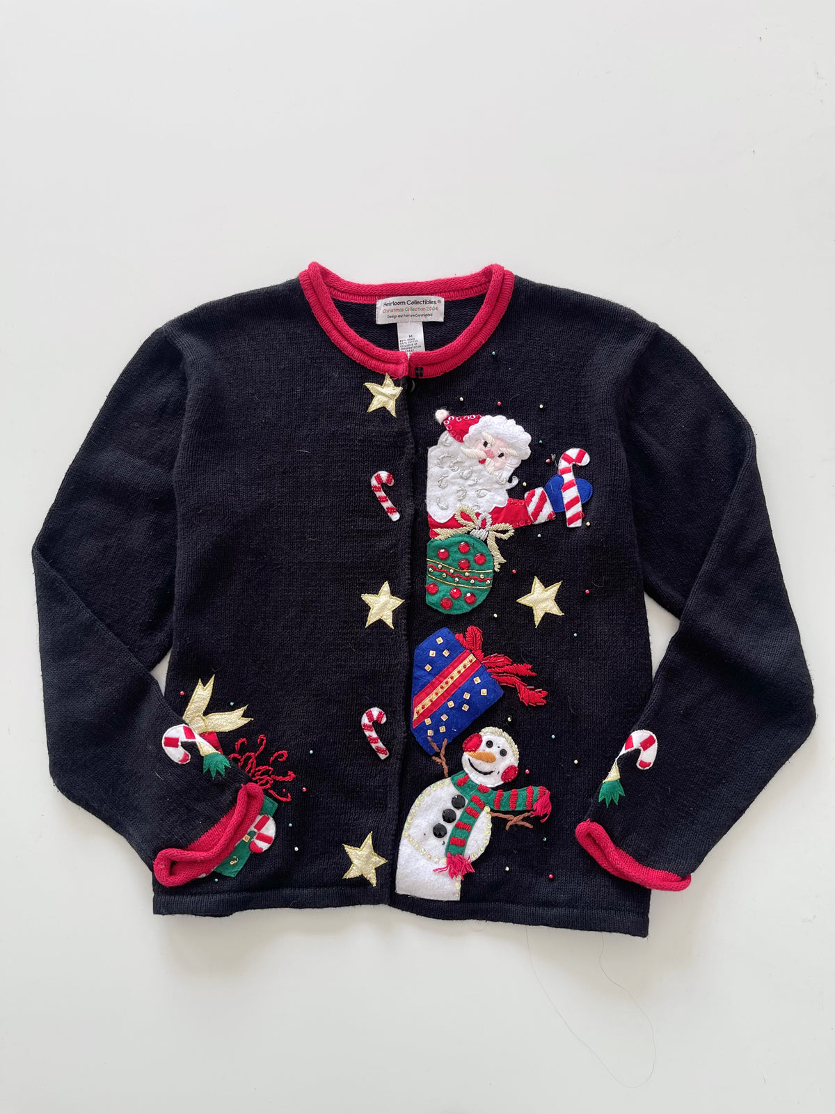 Heirloom Collectibles Embroidered Christmas Cardigan Sweater-Bust 48