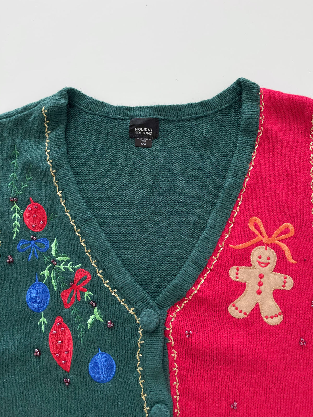 Holiday Editions Embroidered Christmas Vest Sweater-Bust 44