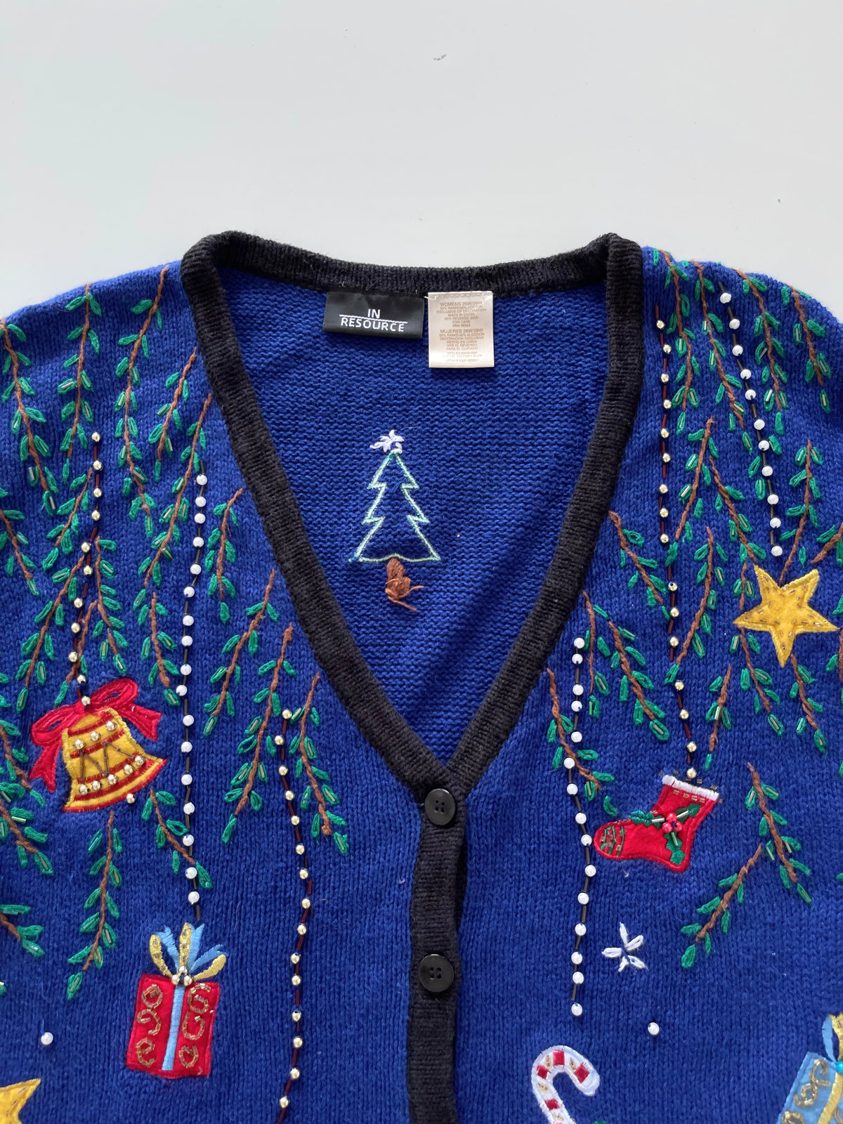 In Resource Embroidered Christmas Vest Sweater-Bust 58