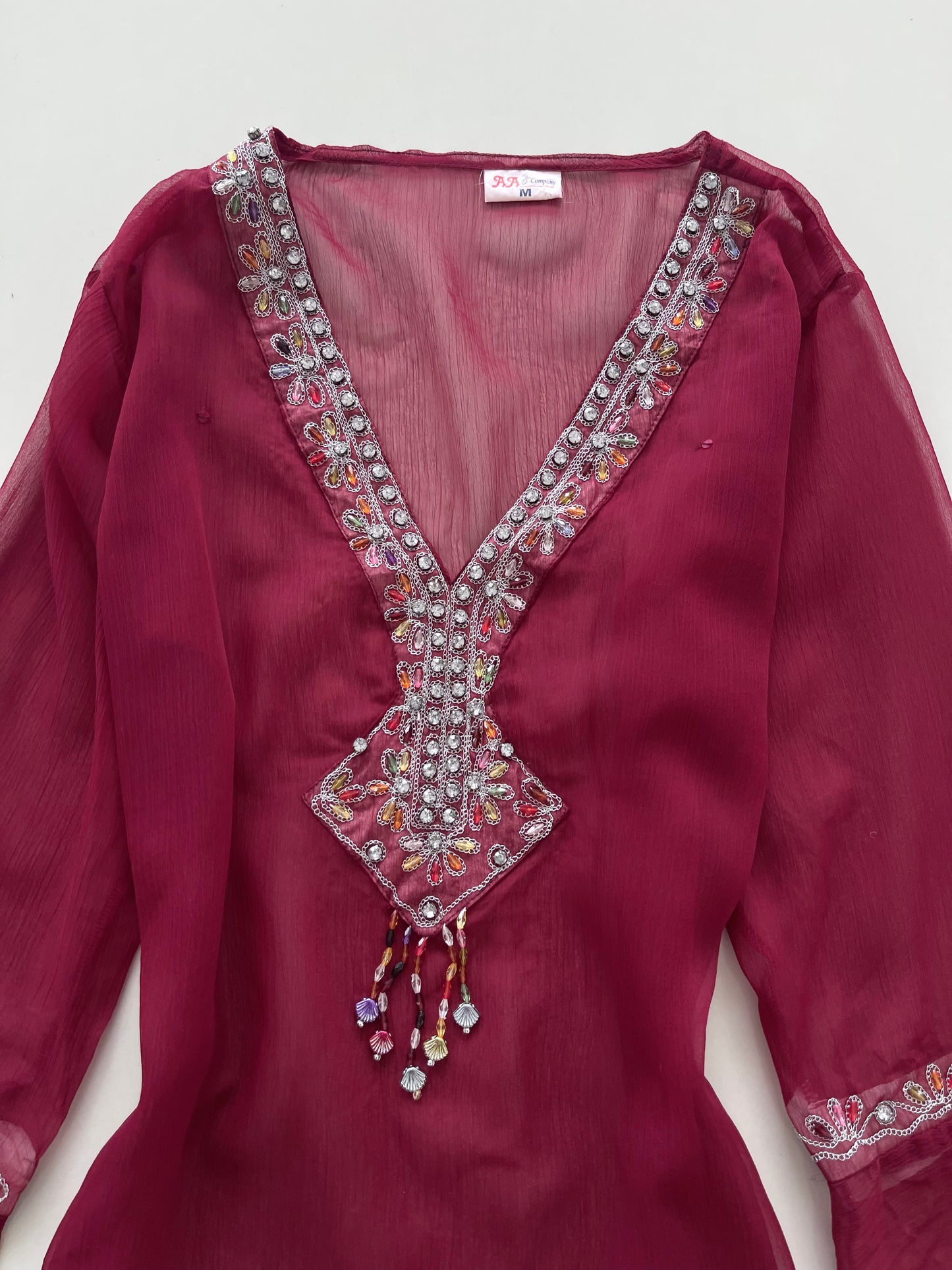 Vintage Embroidered Sheer Top-Bust 42