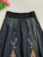 Load image into Gallery viewer, Embroidered Denim Skirt-Waist 32 to 34
