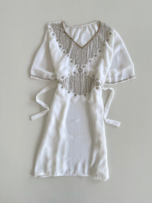 Heavily Hand Embroidered Sheer Dress-Bust 44 to 54