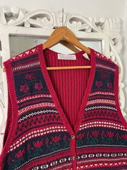 Vintage Embroidered Sweater Vest-Bust 52