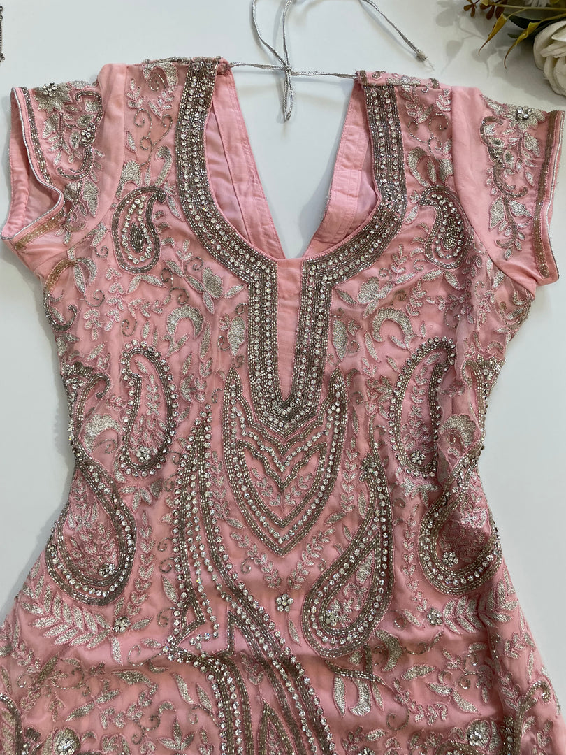 Baby Pink Hand Embroidered Kurti-Bust 34