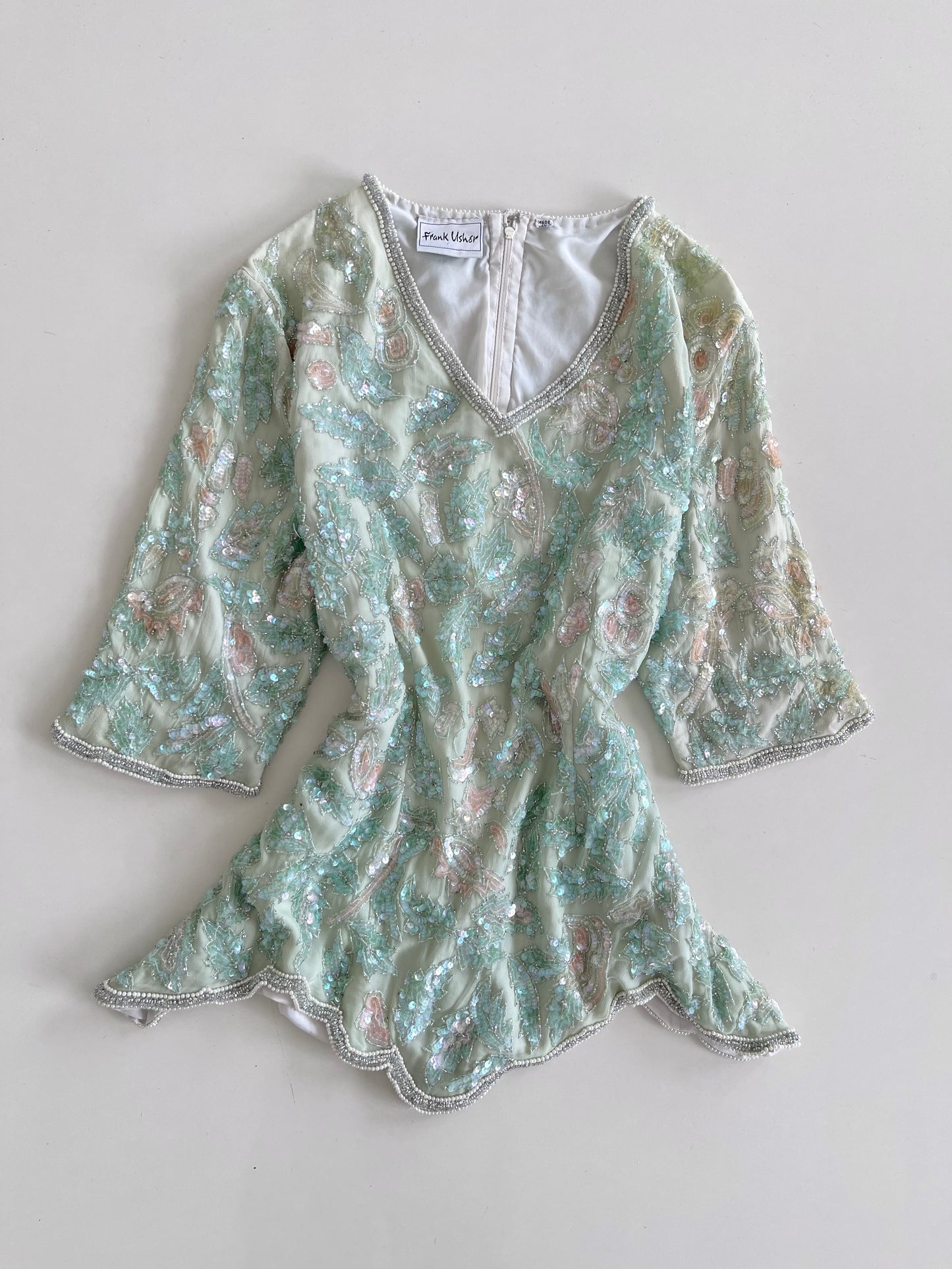 Frank Usher Heavily Embroidered Silk Top-Bust 44