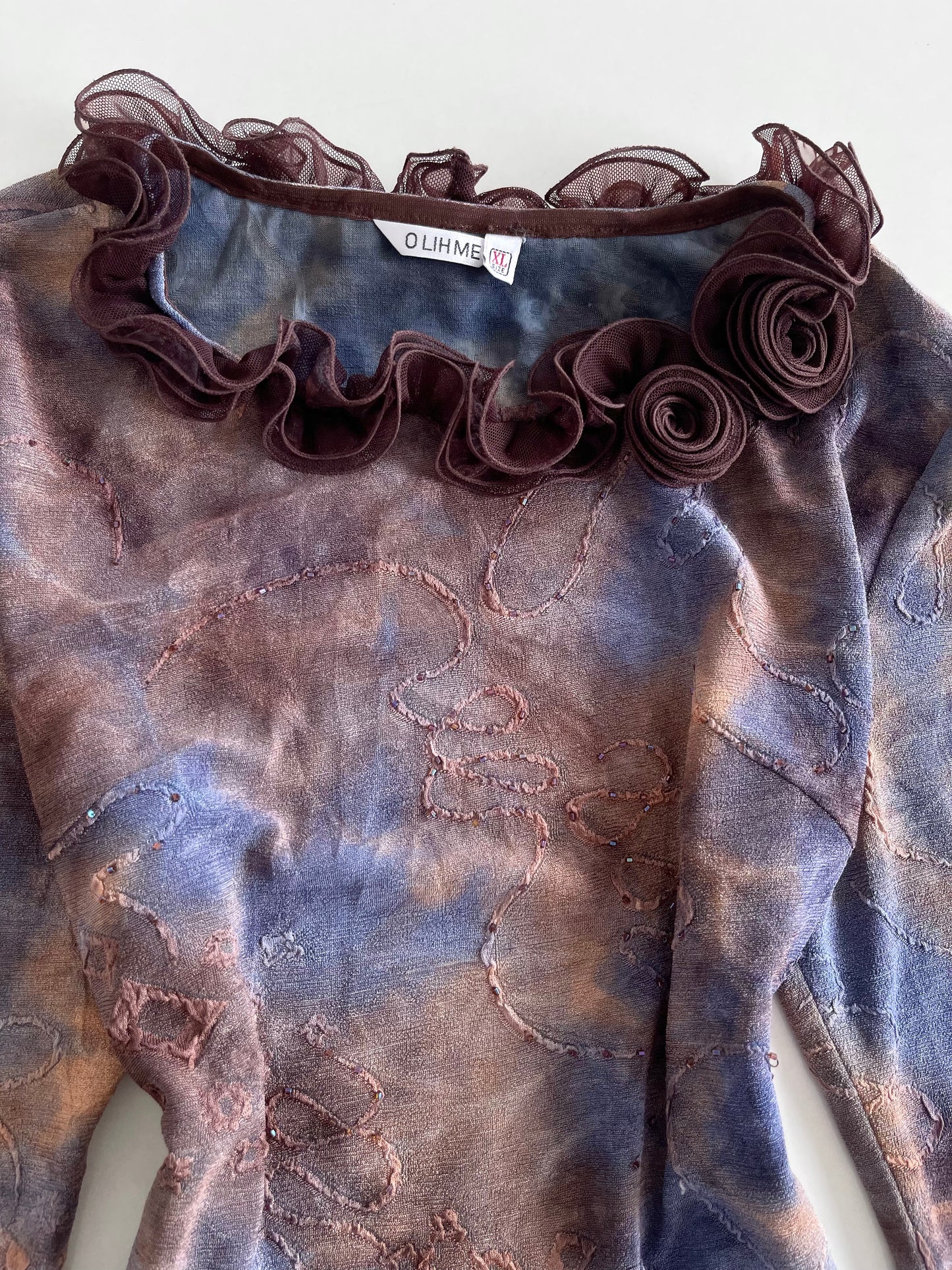 Olihmei Vintage Ruffle Top-Bust 40 to 42