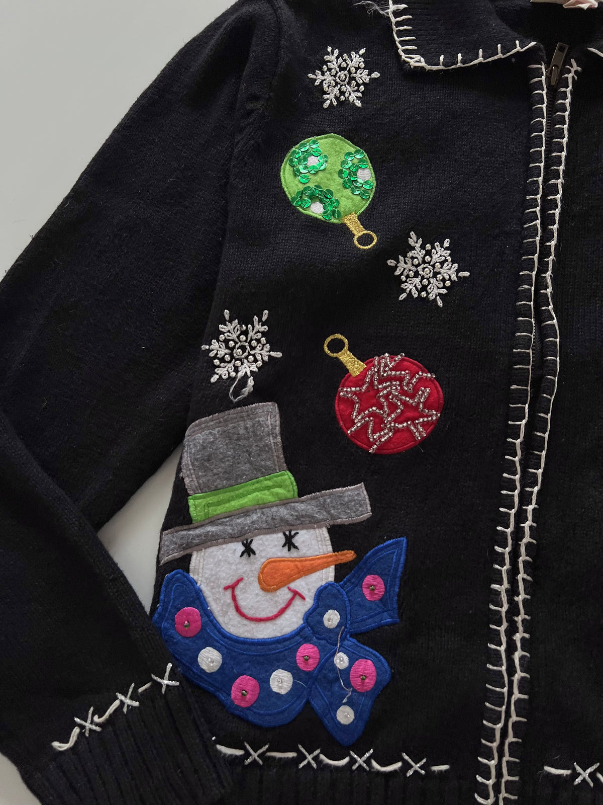 Crystal Kane Zip Up Christmas Sweater-Bust 40
