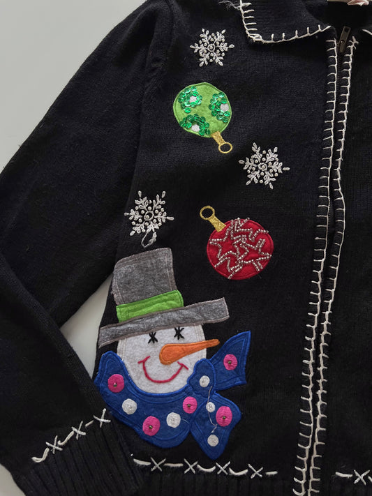 Crystal Kane Zip Up Christmas Sweater-Bust 40