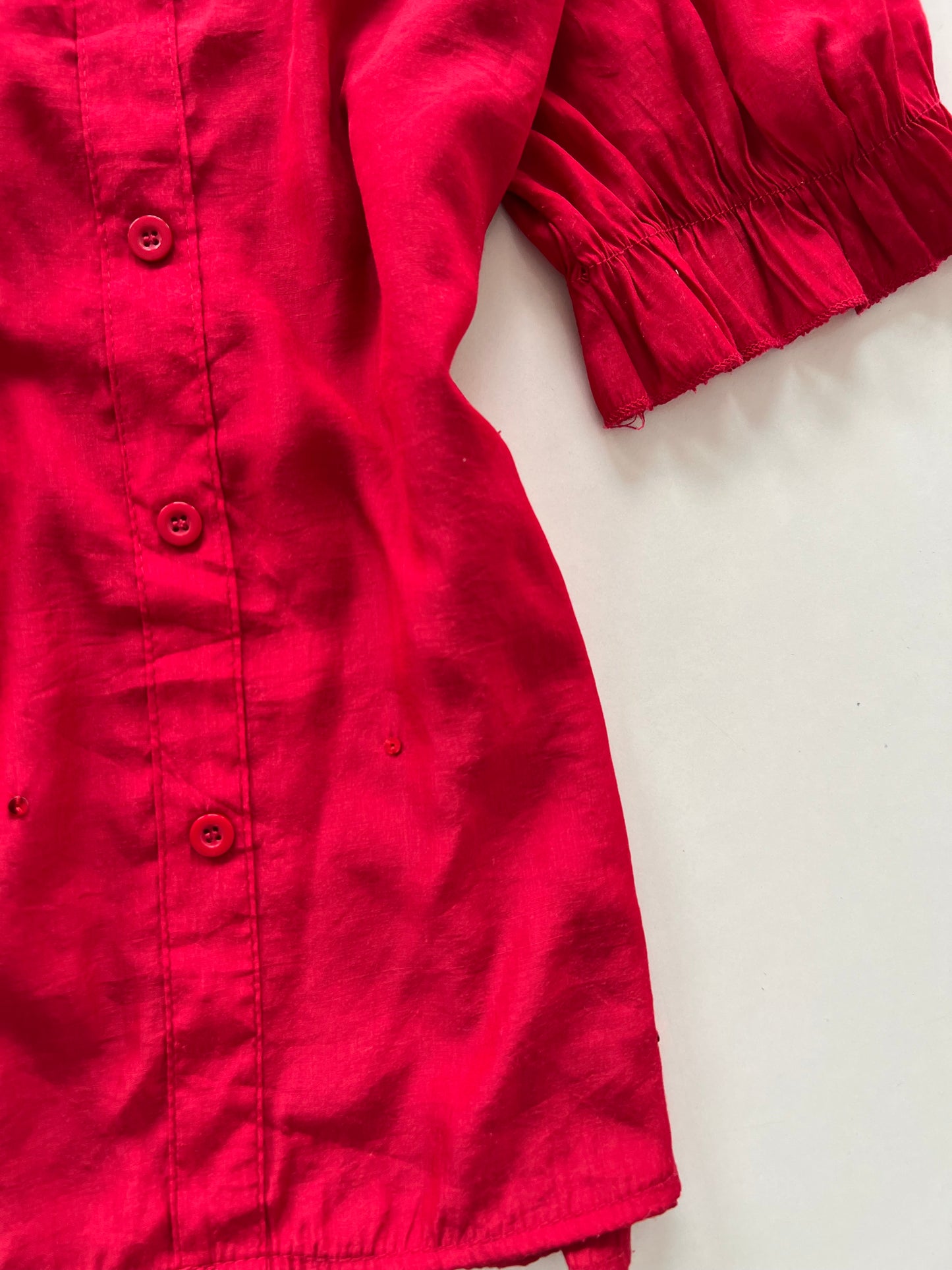 Peter Pan Collared Red Top-Bust 44