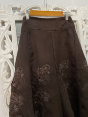 Vintage Embroidered Suede Skirt-Waist 32
