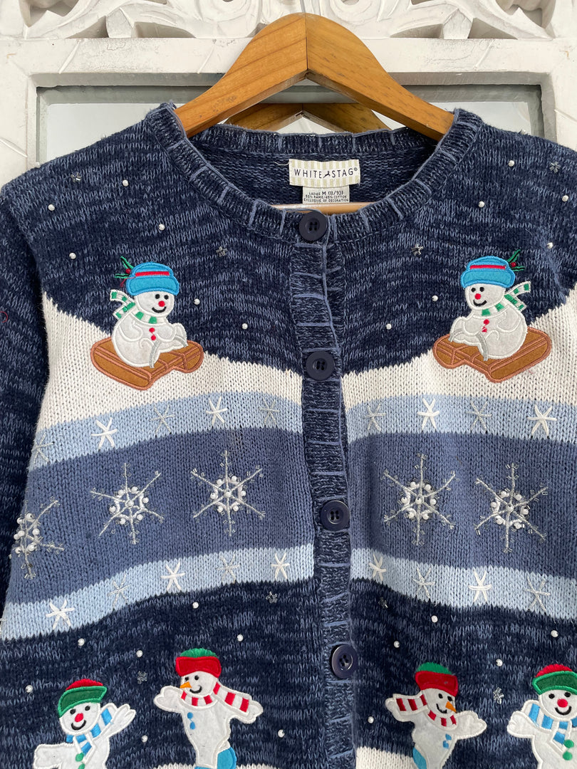 White Stag Embroidered Christmas Sweater-Bust 40