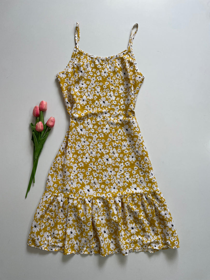 YELLOW FLORAL DRESS - BUST 36