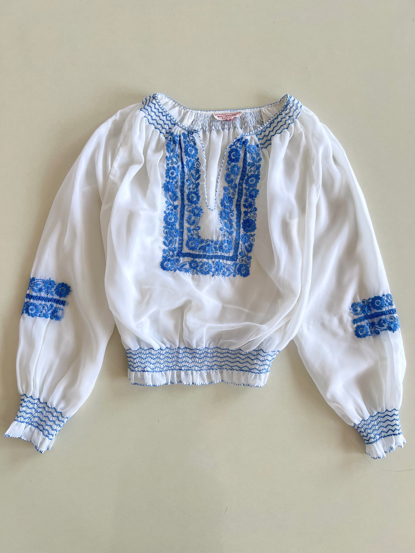Sheer Embroidered Top-Bust 36