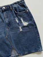 Load image into Gallery viewer, H&amp;M RIPPED DENIM SKIRT - WAIST 30
