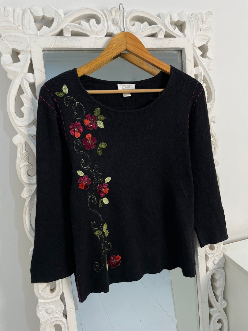 Christopher&Banks Embroidered Sweater-Bust 36