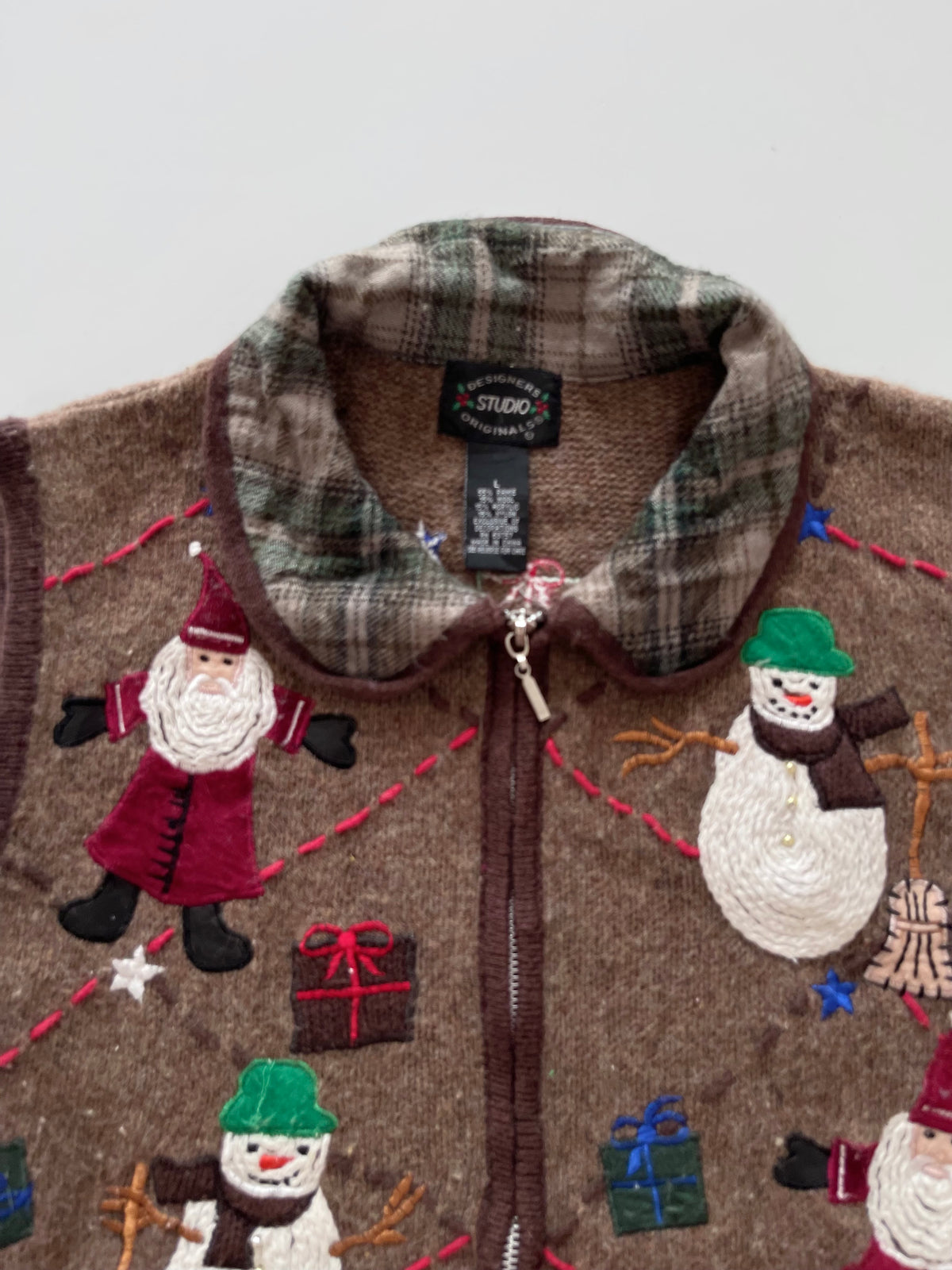 Designed Studio Originals Embroidered Christmas Vest Sweater-Bust 44