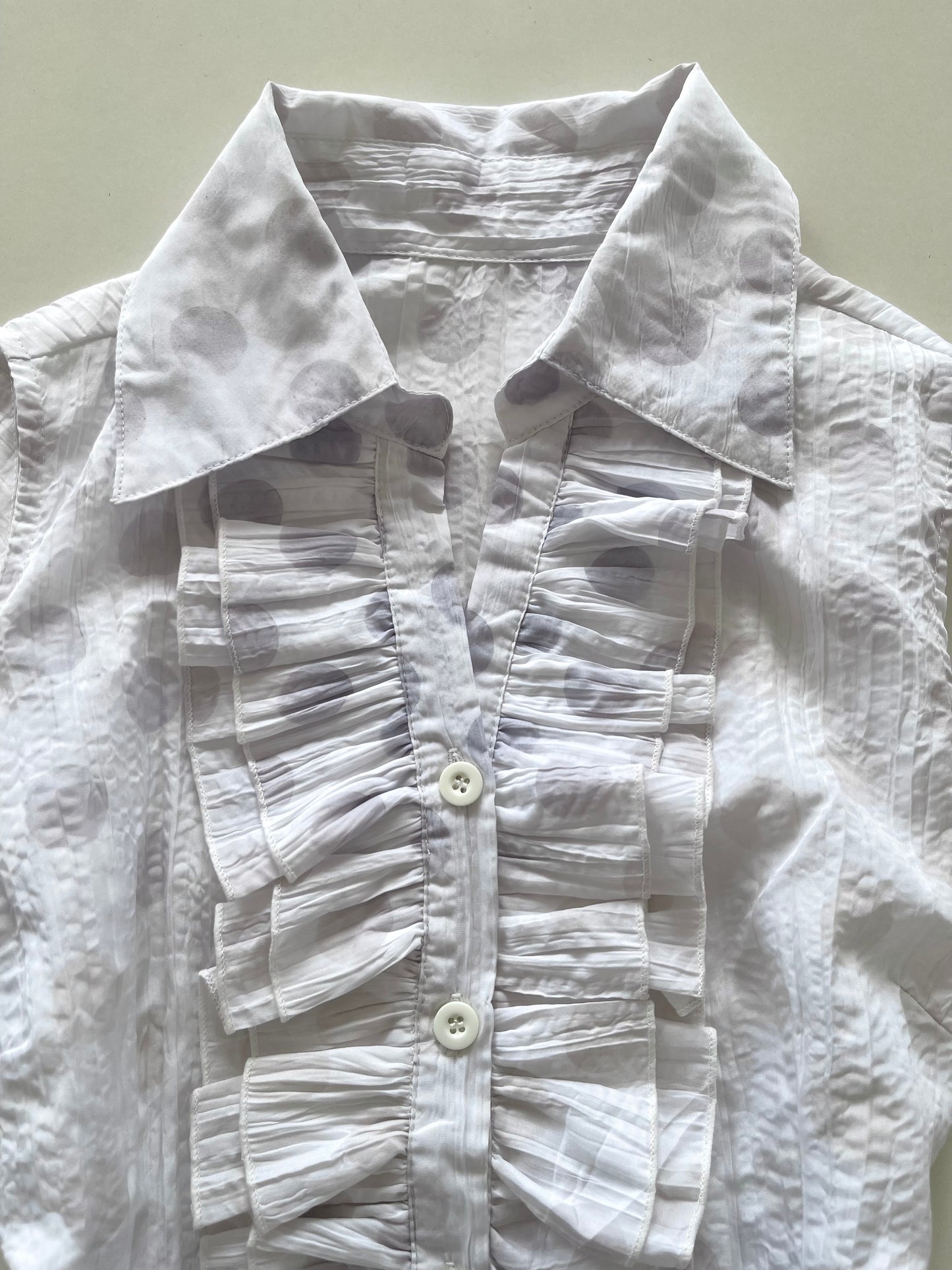 White Ruffle Y2k Top-Bust 36