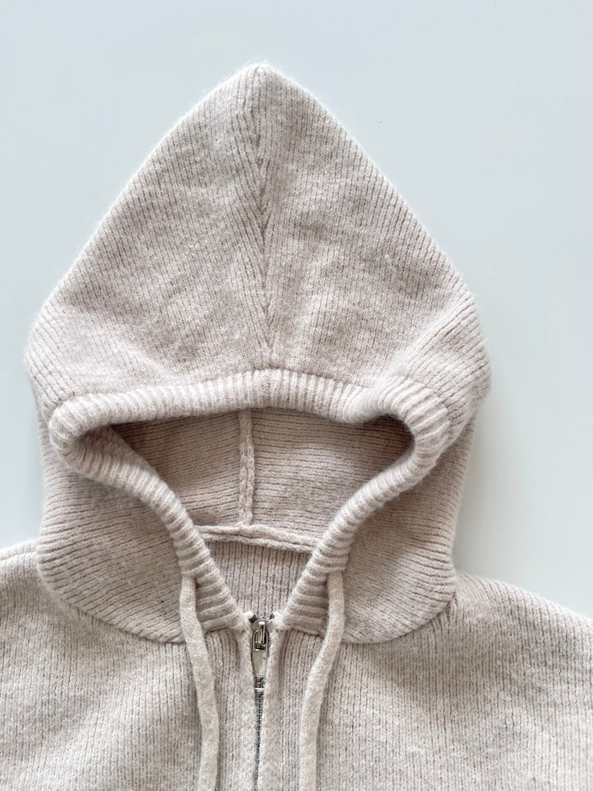 Hooded Solid Zipper Sweater-Bust 46