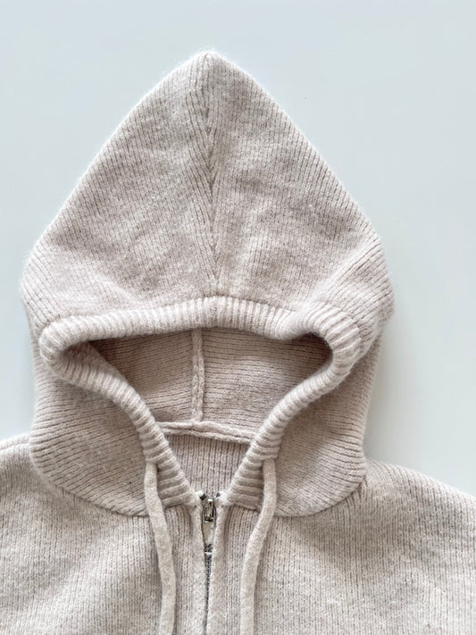 Hooded Solid Zipper Sweater-Bust 46