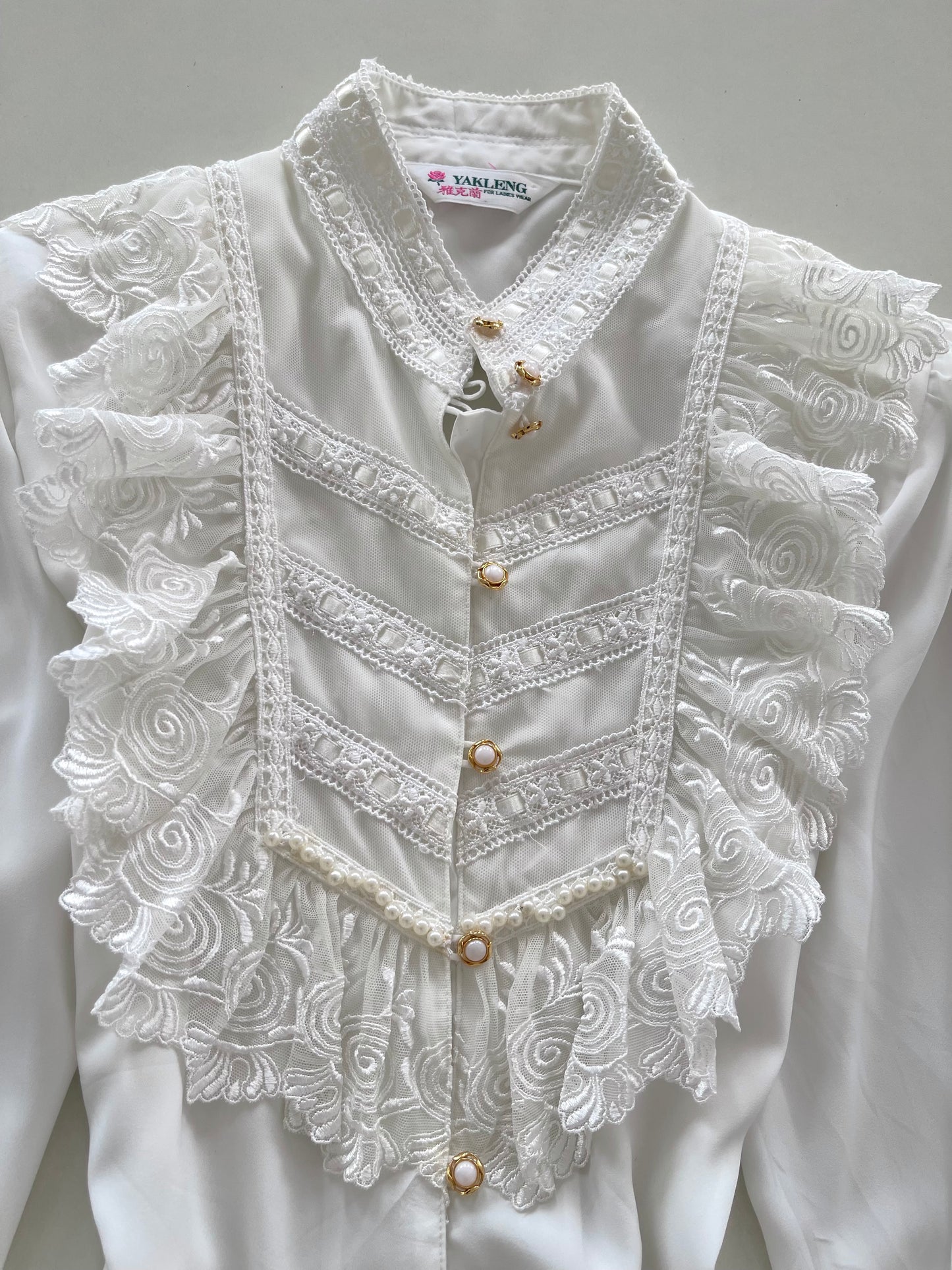 Yakleng Sheer Vintage Lace Shirt-Bust 42