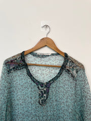 Nile Atelier Vintage Silk Sheer Top-Bust 40