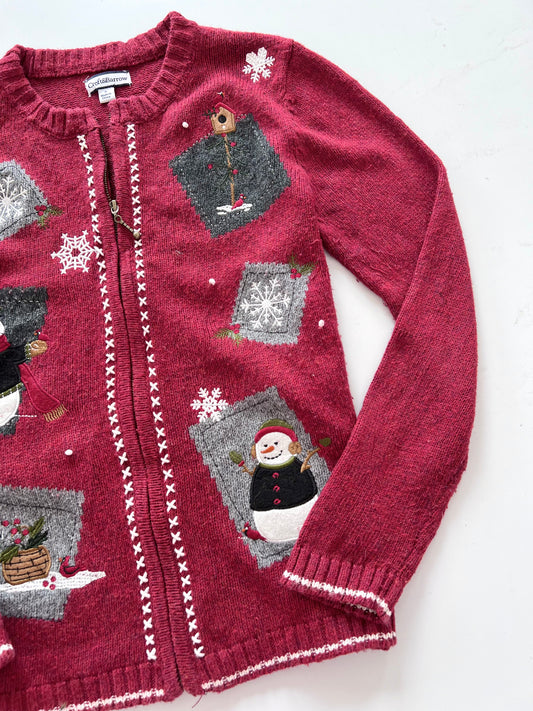 Croft&Barrow Embroidered Christmas Zipper Sweater-Bust 40