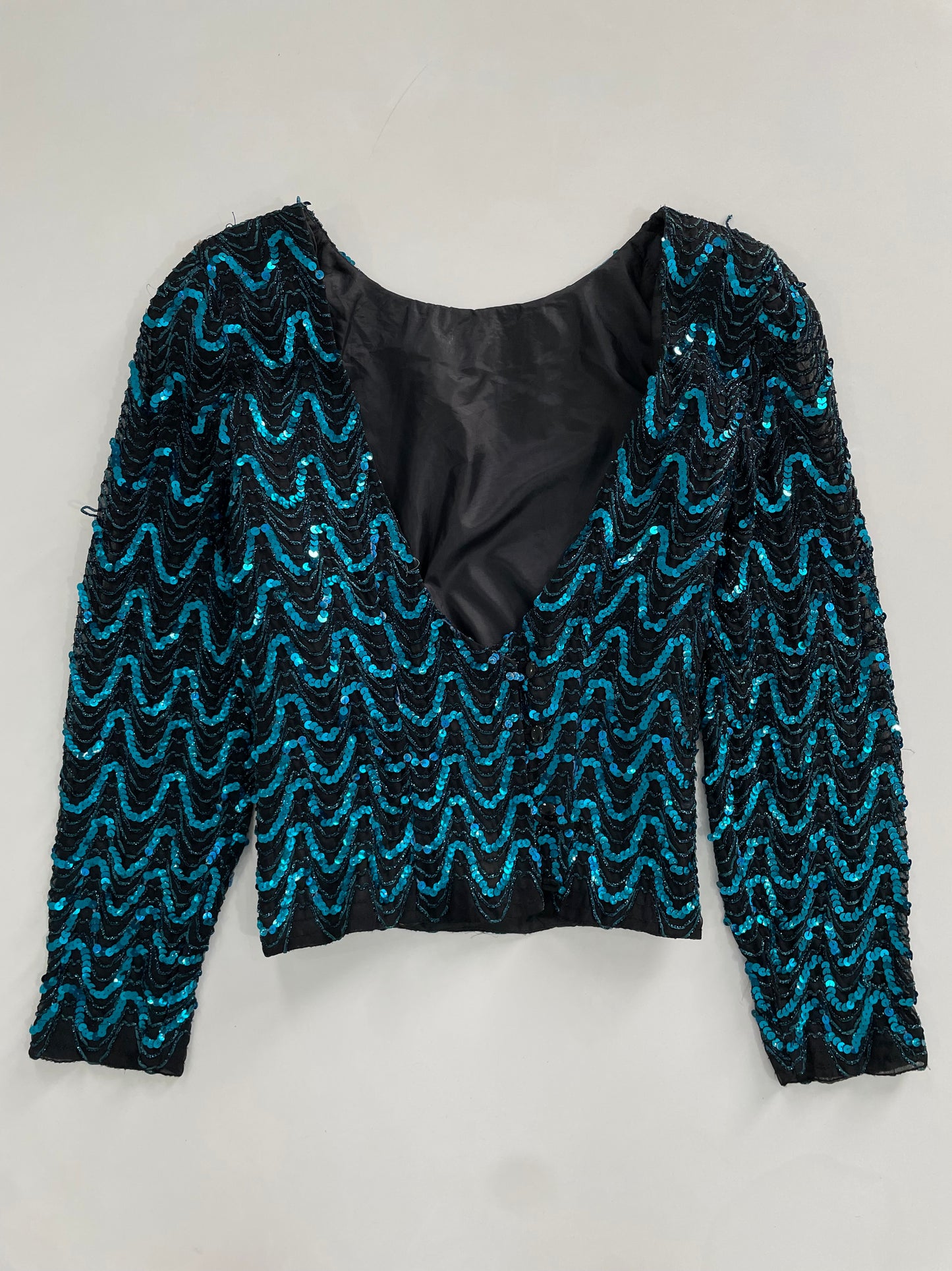 Plunge Neck Sequin Top-Bust 36