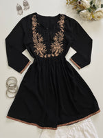 Load image into Gallery viewer, Black Embroidered Kurti-Bust 34
