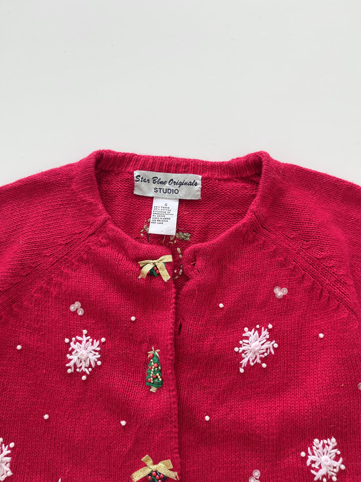 Star Blue Originals Embroidered Christmas Cardigan Sweater-Bust 38