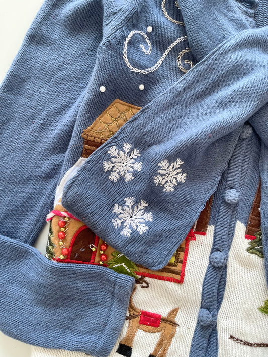Kim Rogers Christmas Embroidered Cardigan Sweater-Bust 38