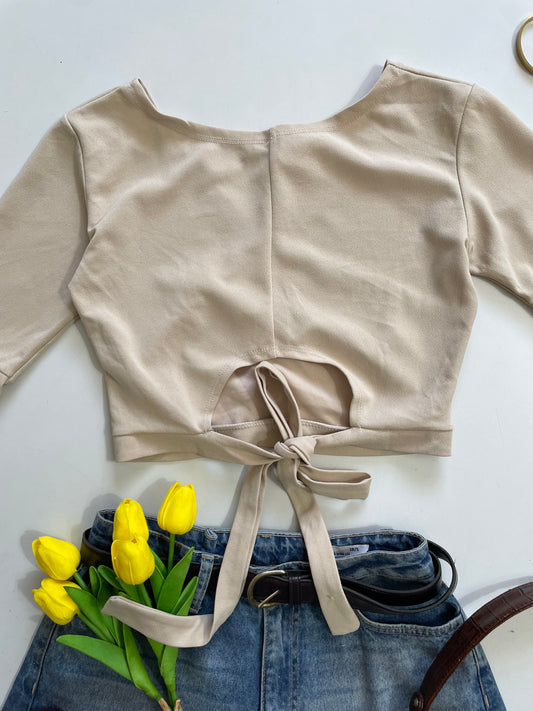 Beige Criss Cross Top - Bust 34 to 36