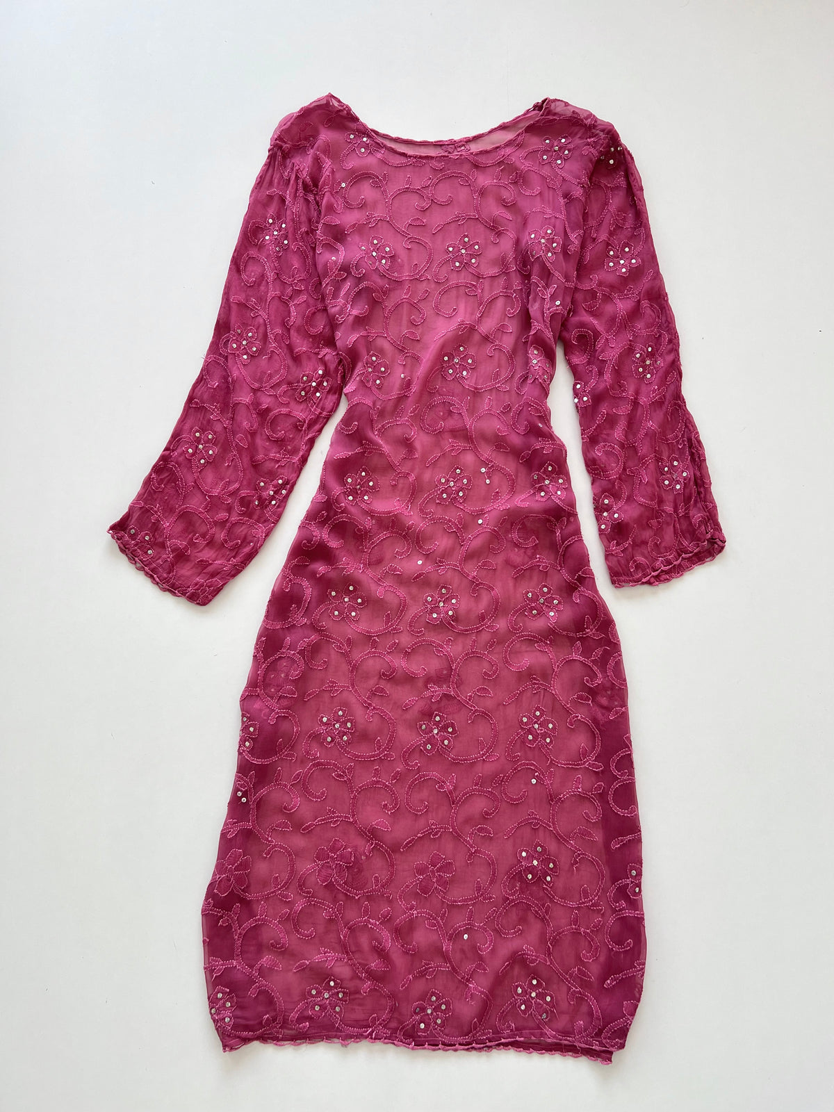 Sheer Embroidered Kurta-Bust 42