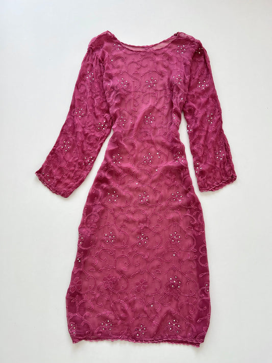 Sheer Embroidered Kurta-Bust 42